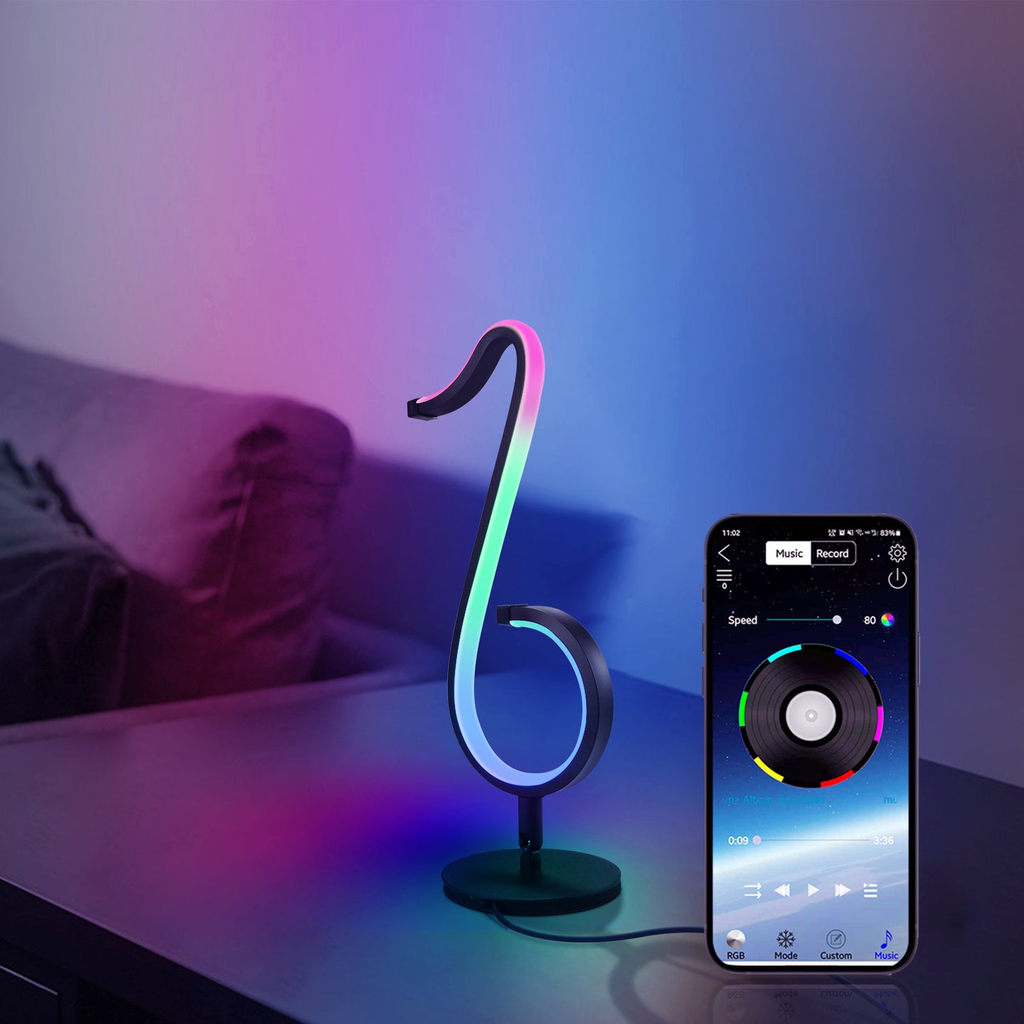 Intelligent APP Remote Control Symphony Atmosphere Light LED Night Light 180&deg Rotation Desktop Bedside For Home Decor Lamp