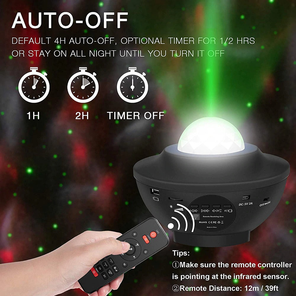 USB LED Star Night Light, Bluetooth Projector Sound-Activated Décor