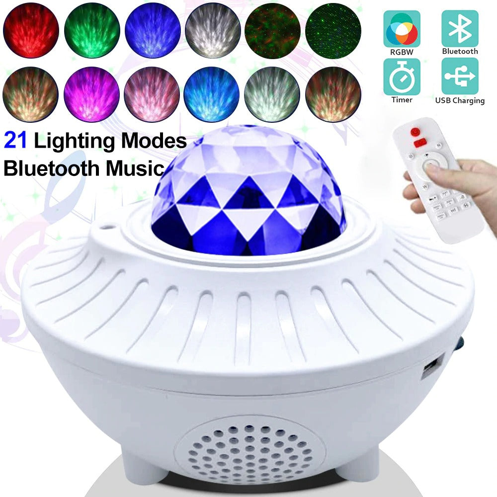 USB LED Star Night Light, Bluetooth Projector Sound-Activated Décor