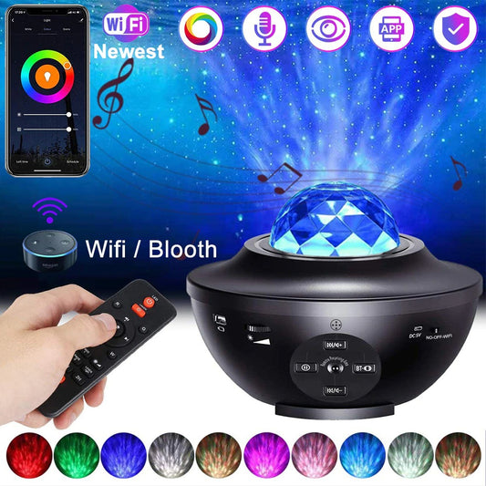 USB LED Star Night Light, Bluetooth Projector Sound-Activated Décor