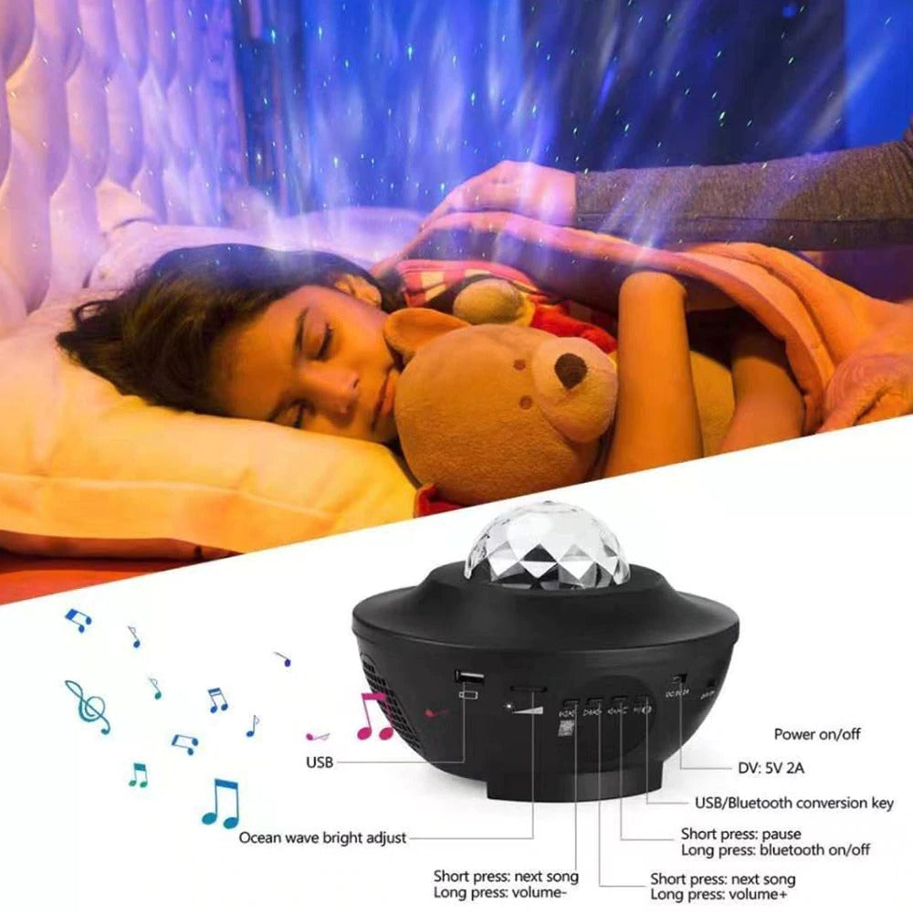 USB LED Star Night Light, Bluetooth Projector Sound-Activated Décor