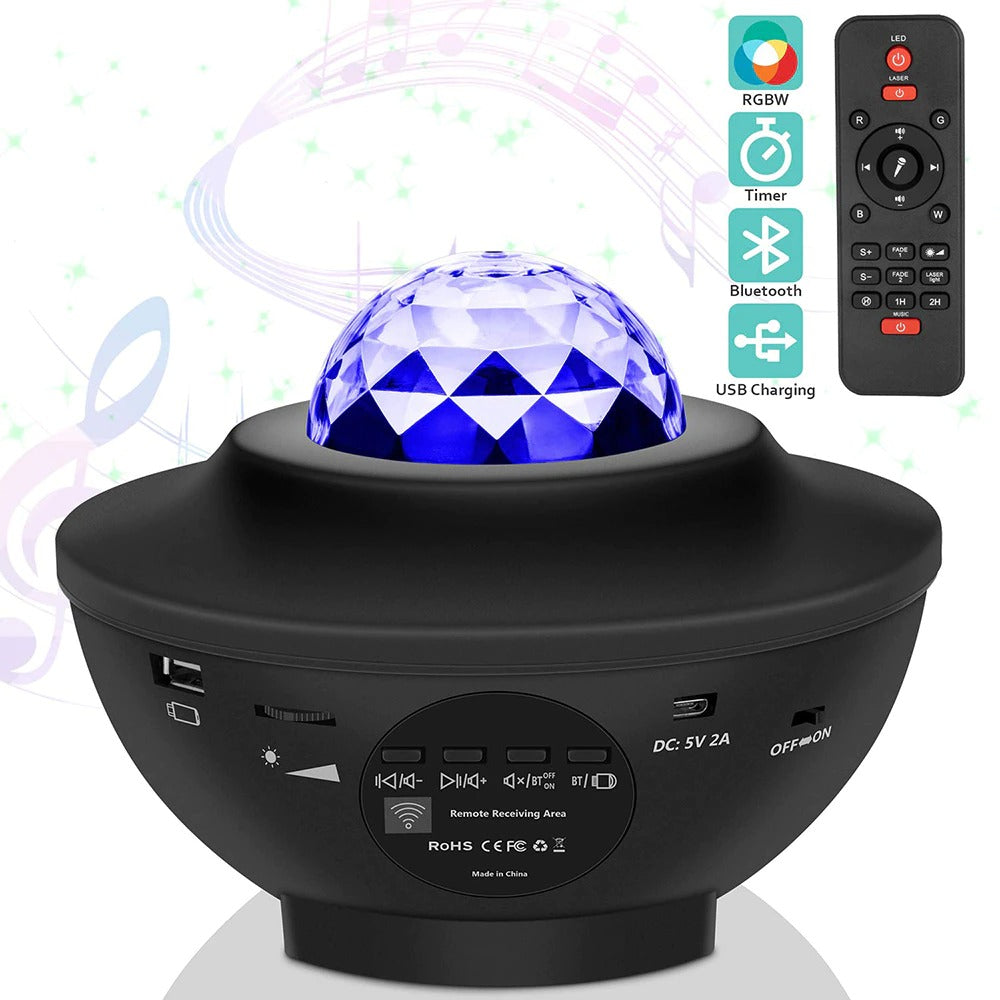 USB LED Star Night Light, Bluetooth Projector Sound-Activated Décor